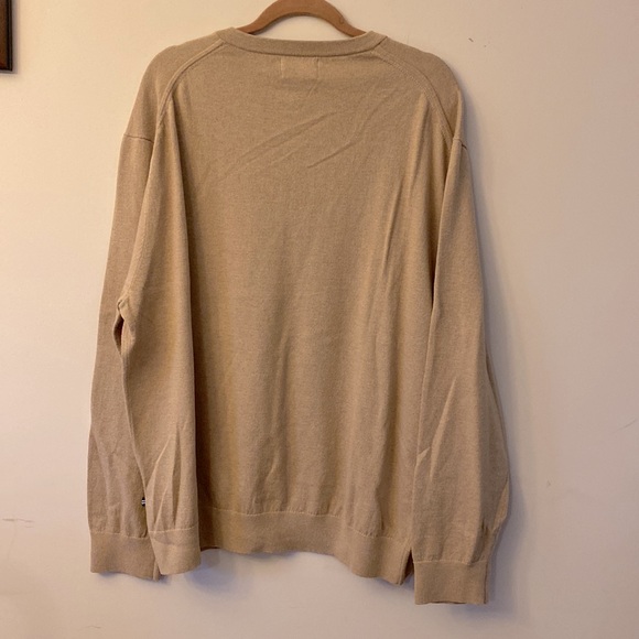 NAUTICA NAVTECH men’s Ribbed V-neck long sleeve tan sweater cotton blend XXL 🌞 - Picture 4 of 12